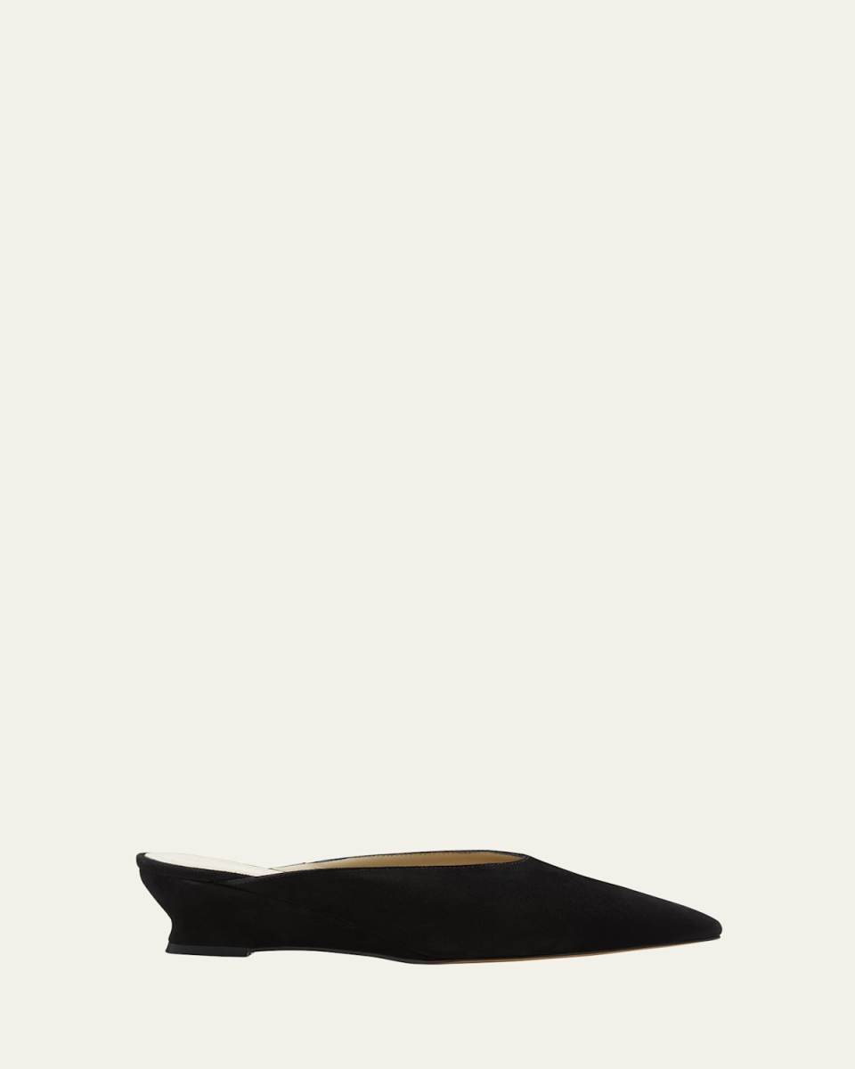 Suede Micro-Wedge Ballerina Mules
